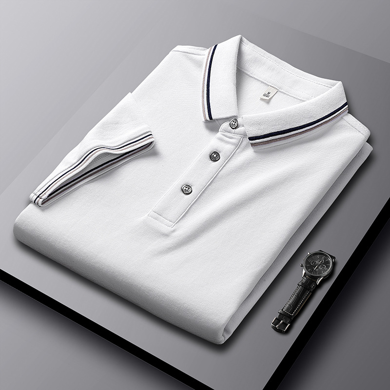 Mens Short-sleeve Business Polo Shirt With A Turn-down Collar