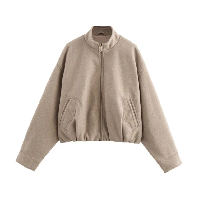 Autumn And Winter European And American Style Soft Pilot Stand up Collar Jacket Tan - Shop at LoveMi