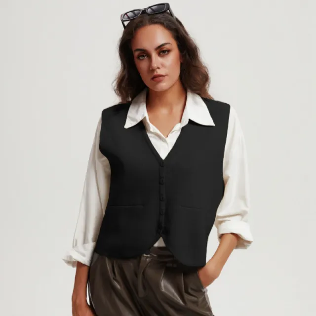 Women's Single breasted Knitted Cardigan Retro Short Black - Shop at LoveMi