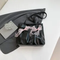 College Style Bow Tote Bag Large Capacity - Black - View 1