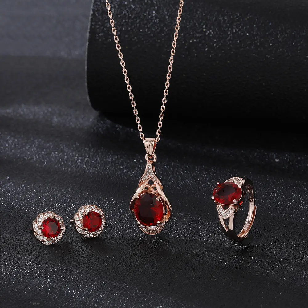 Women's Korean-style Red Tourmaline Colored Gemstone Pendant