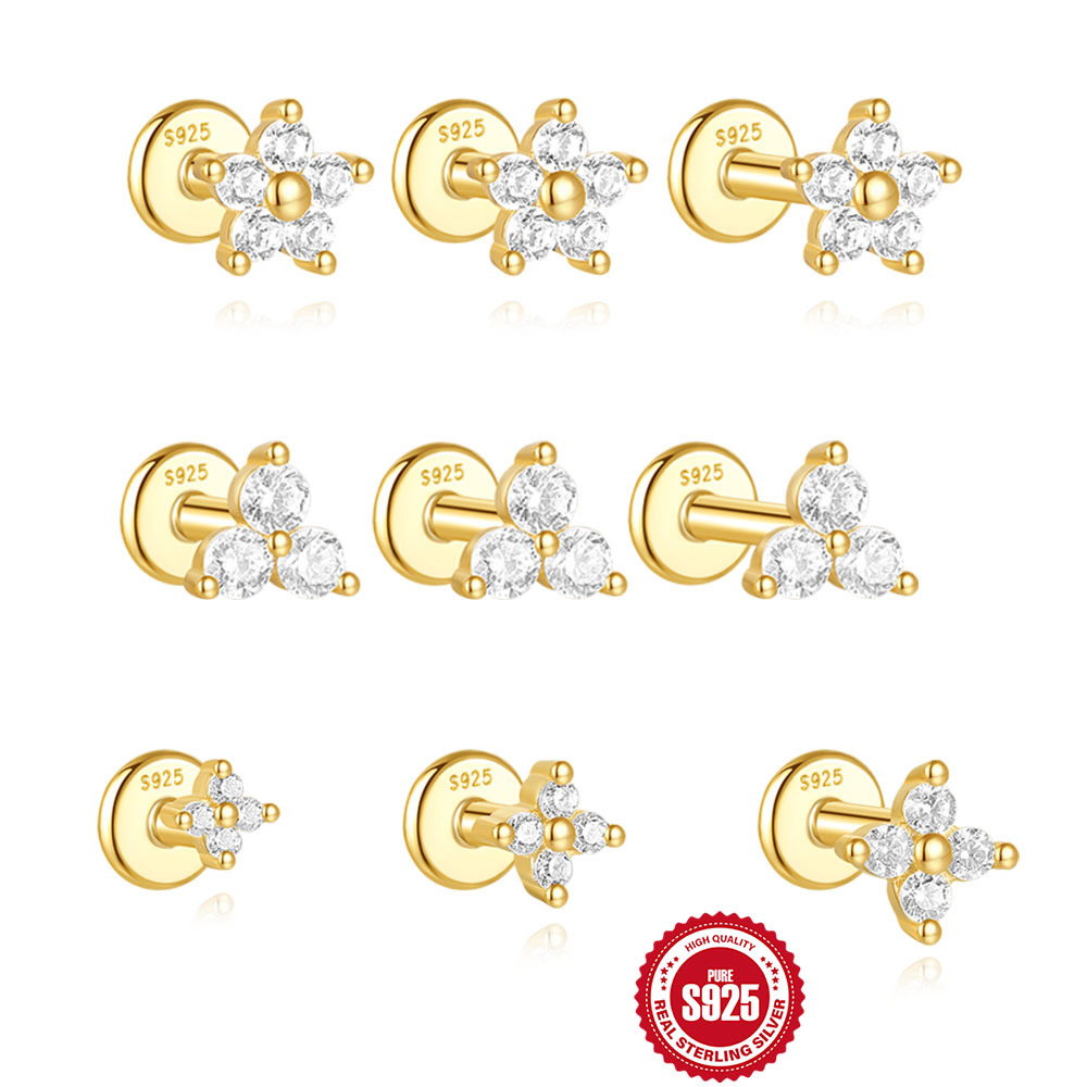 Triangle Petals Flat Bottom Piercing Ear Stud