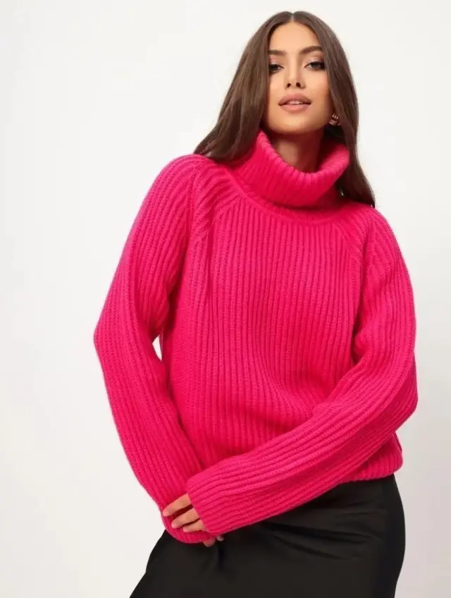 Women's Turtleneck Sweater Loose Plum Red - Shop at LoveMi