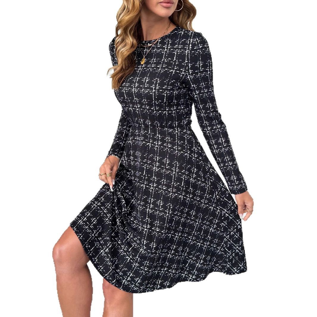 Long-sleeved Cinched Umbrella-style Dress