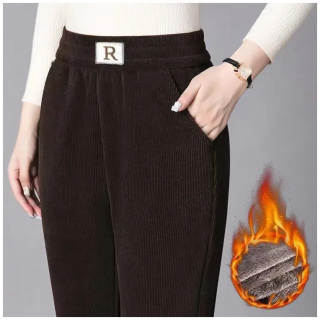 Warm Velvet Padded Thickened Bejirog Casual High Waist Slimming Skinny Pants Brown - Shop at LoveMi