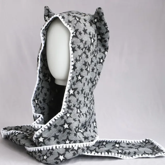 Retro Winter Scarf Hat With Devil Horns For Women Cute Lace Trim Gray - Shop at LoveMi