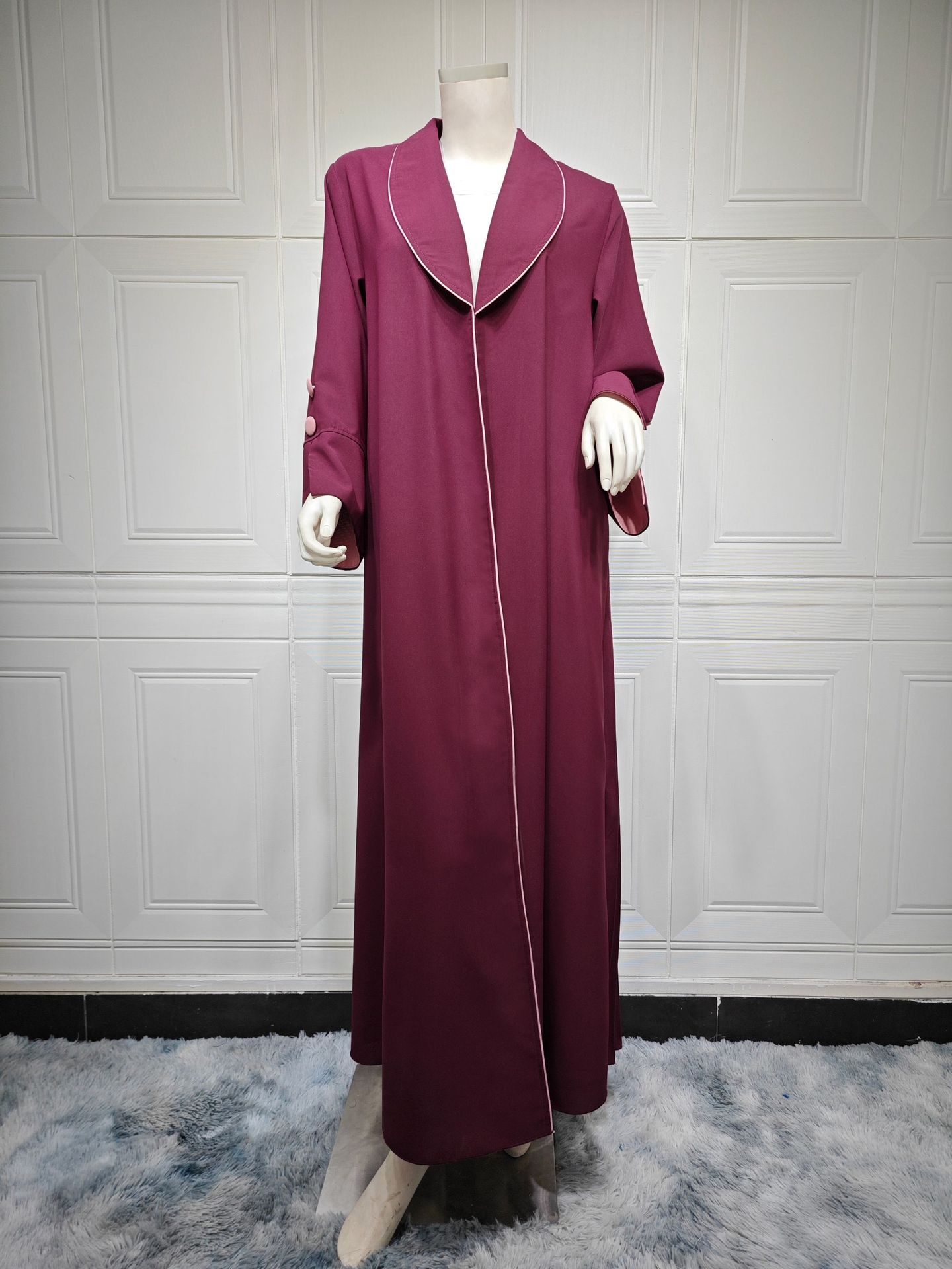 Cardigan Long Dress Women's Clothing Dress Autumn And Winter Elegant Robe Trench Coat Purplish Red - Shop at LoveMi