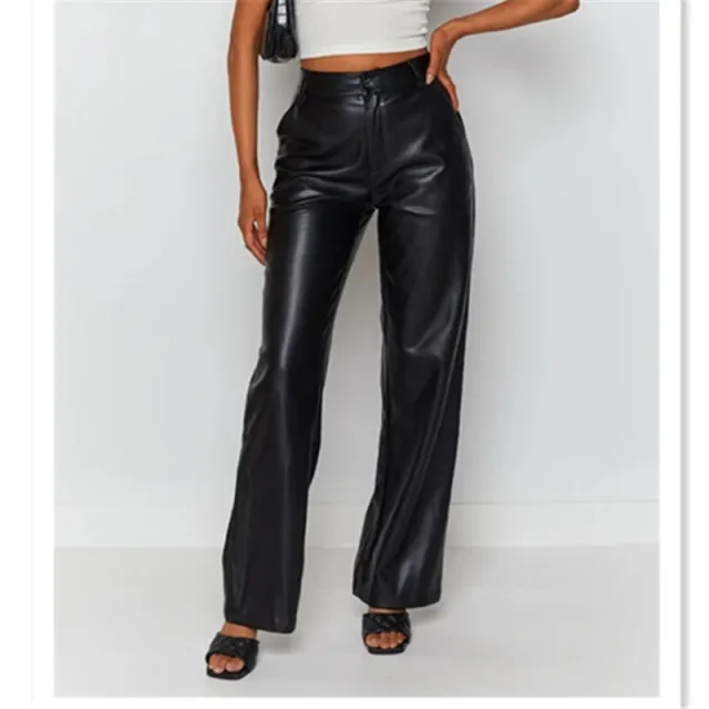 Women's High Elastic PU Leather Pants Leggings Black - Shop at LoveMi