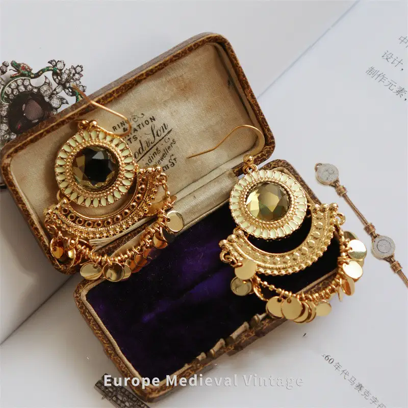 Handmade Citrine Elegant Retro French Earrings