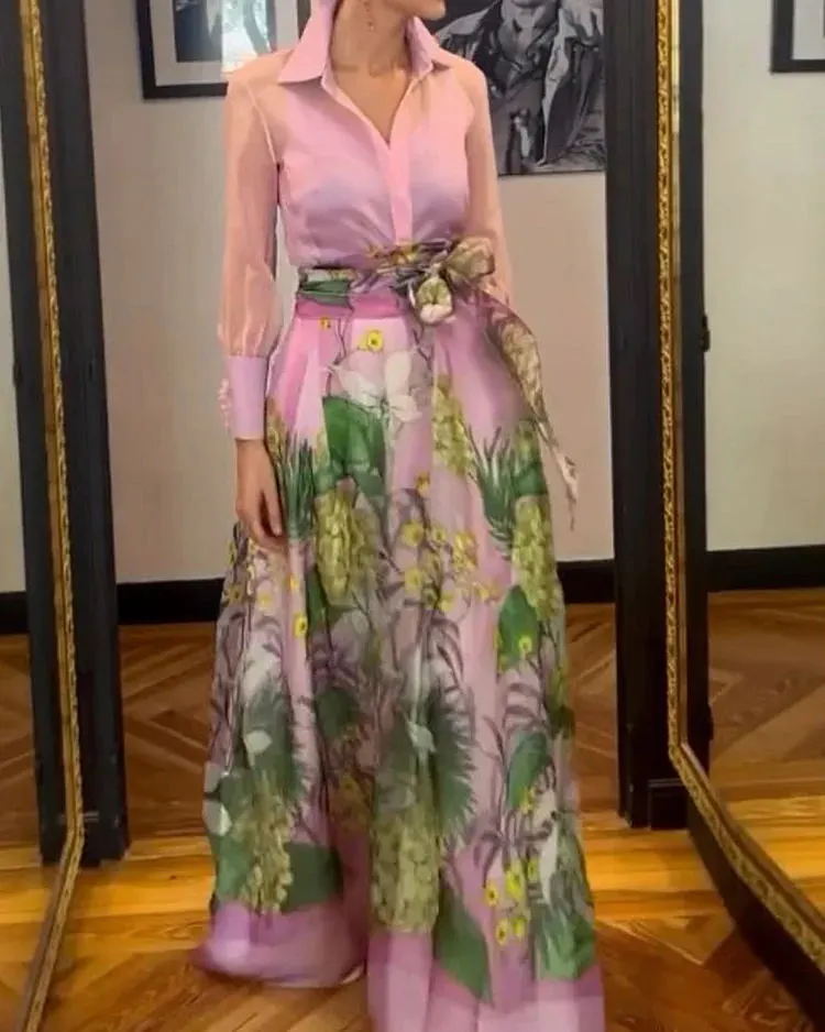 Women's Long-sleeved Skirt Two-piece Suit - Style 2567-L