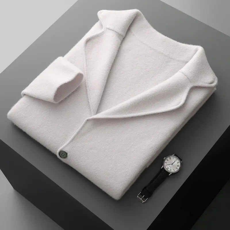 Lapel Cashmere Men's Air Layer Thickened Outer