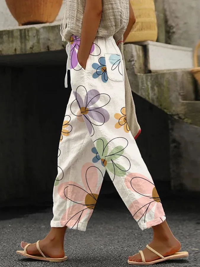 Printed Pattern Fashion Casual Trend Women's Ankle Banded Pants - 3 Style-4Xl