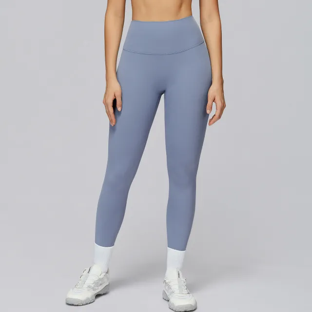 Yoga Trousers High Waist Tight Pocket Sports Trousers Denim Blue - Shop at LoveMi