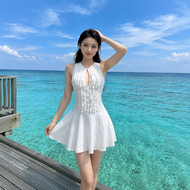 Floral Sleeveless One-Piece Swimsuit with Ruffled Trim