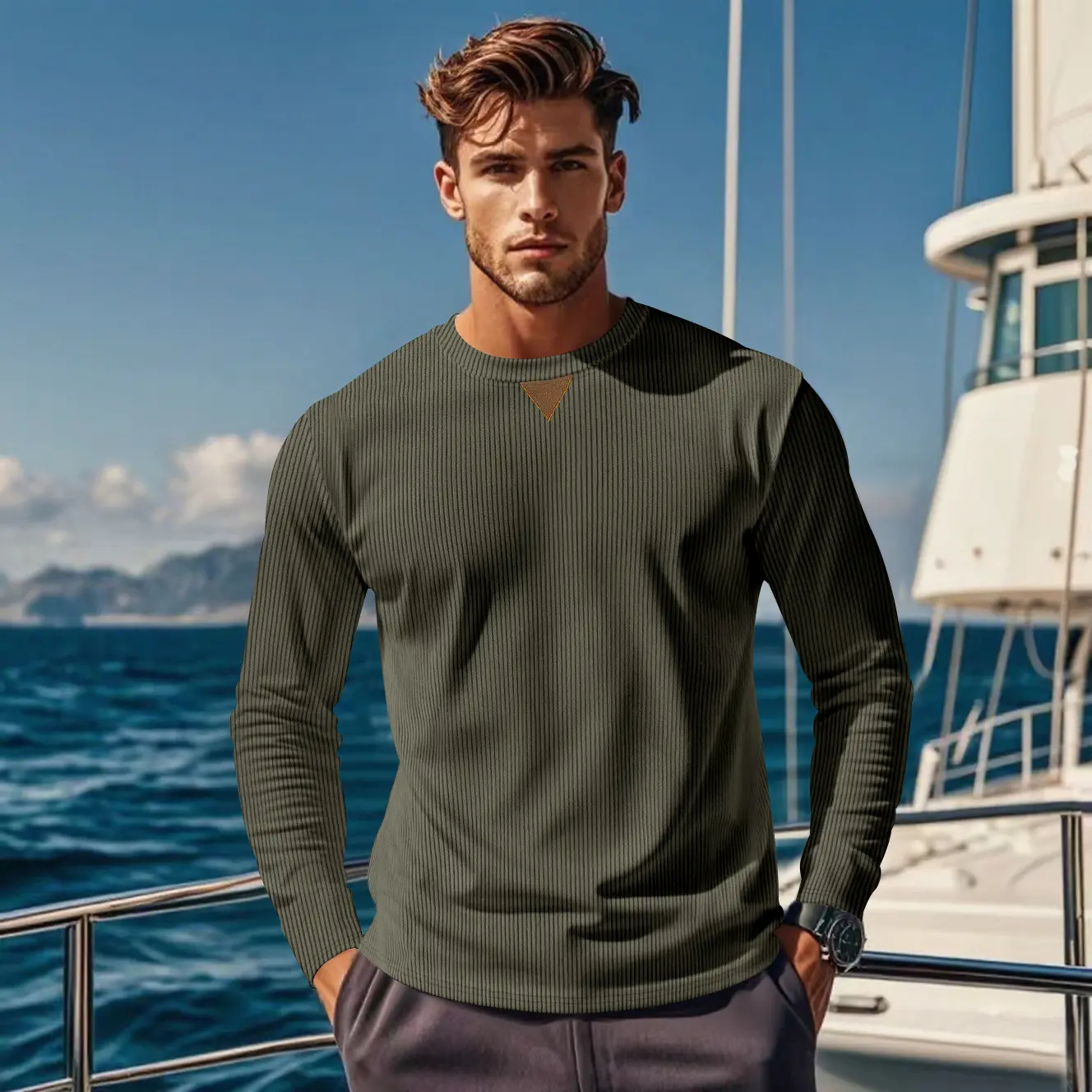 Mens Versatile Casual Corduroy Top