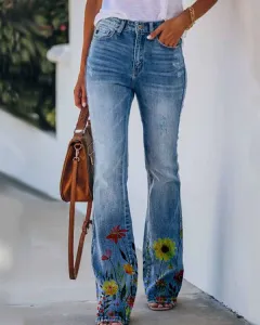 Printed Thin Jeans Large Size Women's Casual Pants - H31806-Xxl - View 1