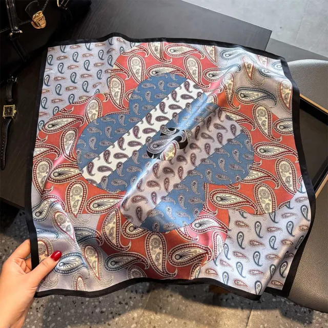 Niche Paisley Silk Silk Fashion Small Square Towel Black Edge - Shop at LoveMi