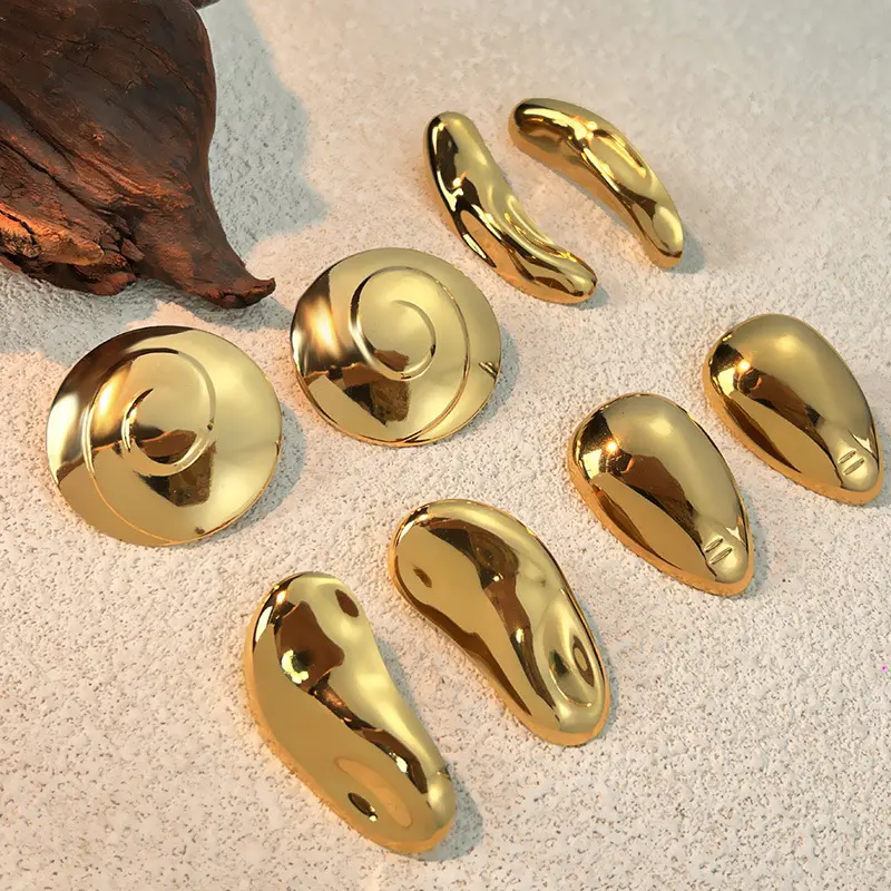 18K Gold plated Stainless Steel Geometric Plain