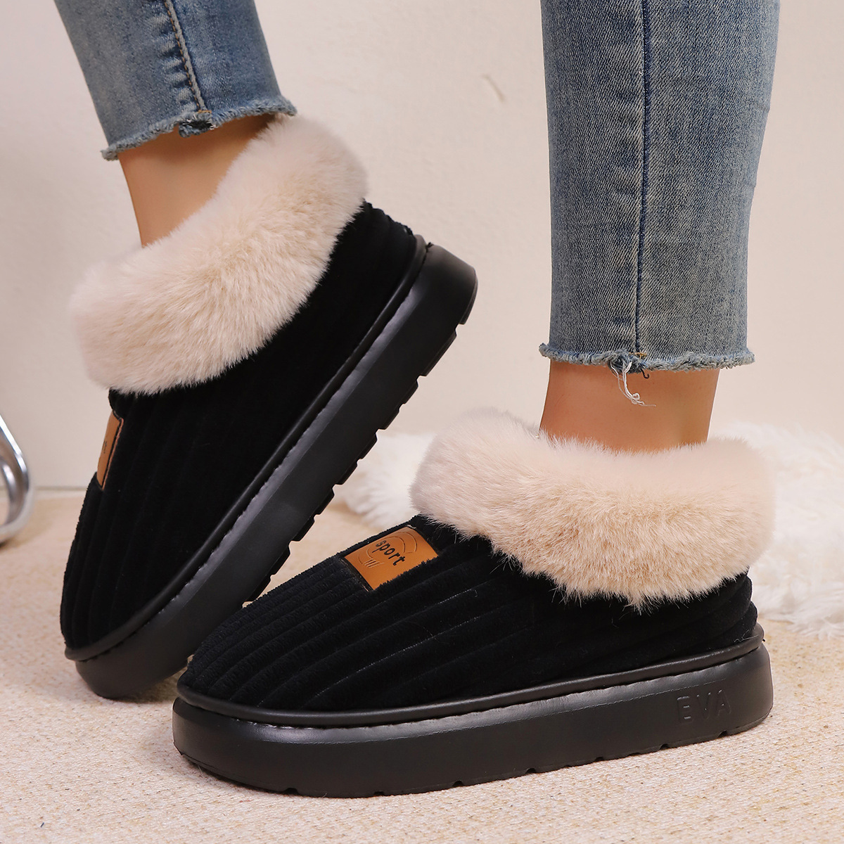 Pantuflas Afelpadas de Suela Gruesa