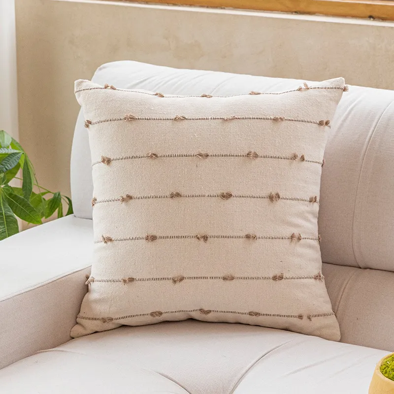 Home Fashion Simple Cotton Blype Sofa And Bed Cushions Pillow Cover - Khaki