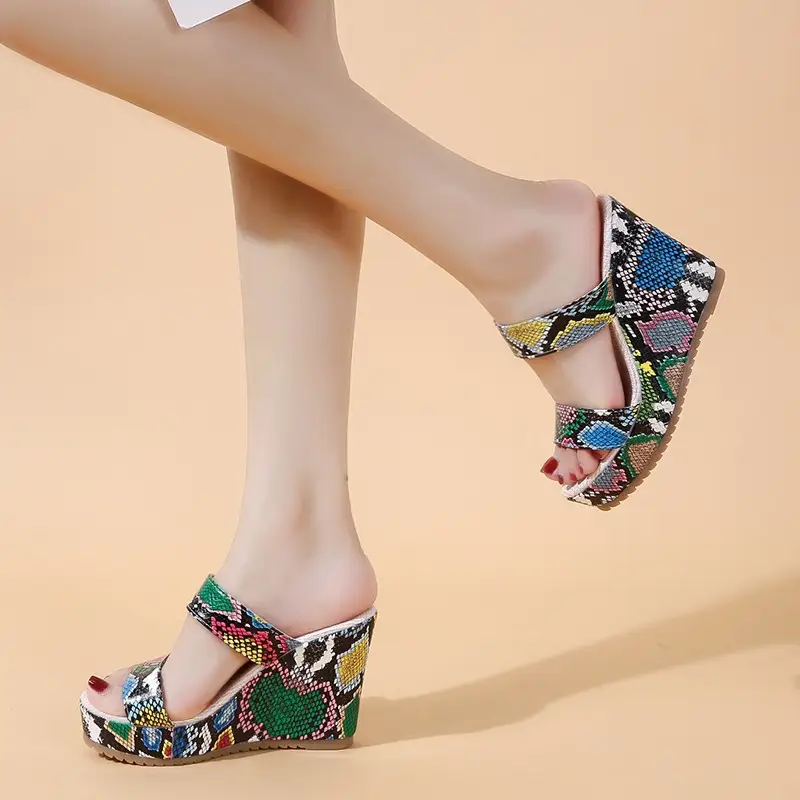 Women's Plus Size Snake Wedge Slippers