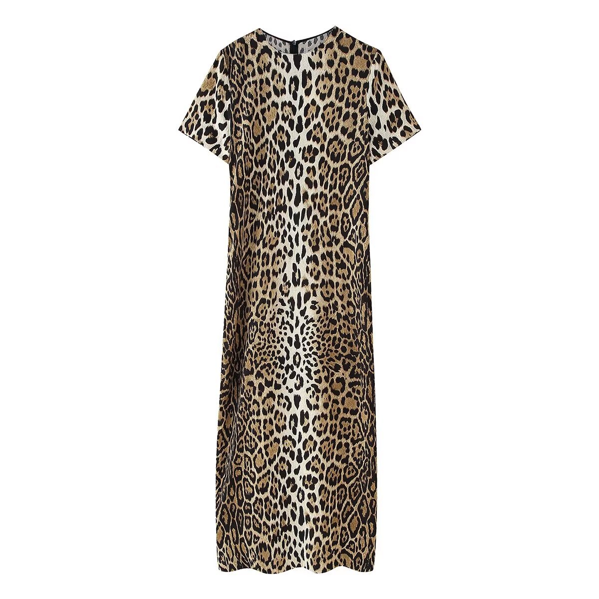 Printed Short Sleeve Mid-length Dress Women