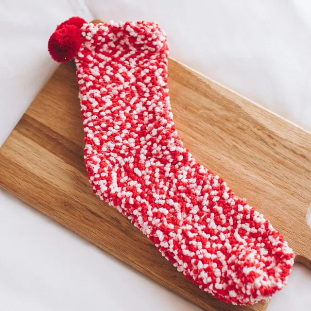 Thickened Fleece lined Confinement Coral Fleece Sleeping Wear Warm Terry Sleeping Socks Red - Shop at LoveMi