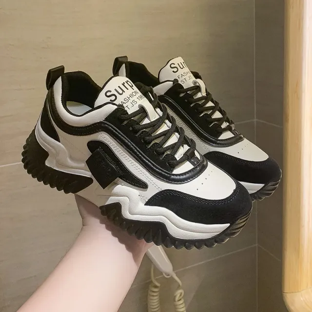 Fashionable All matching Internet Celebrity Fried Street Students Thick Bottom Increased Leisure Sneaker Black - Shop at LoveMi