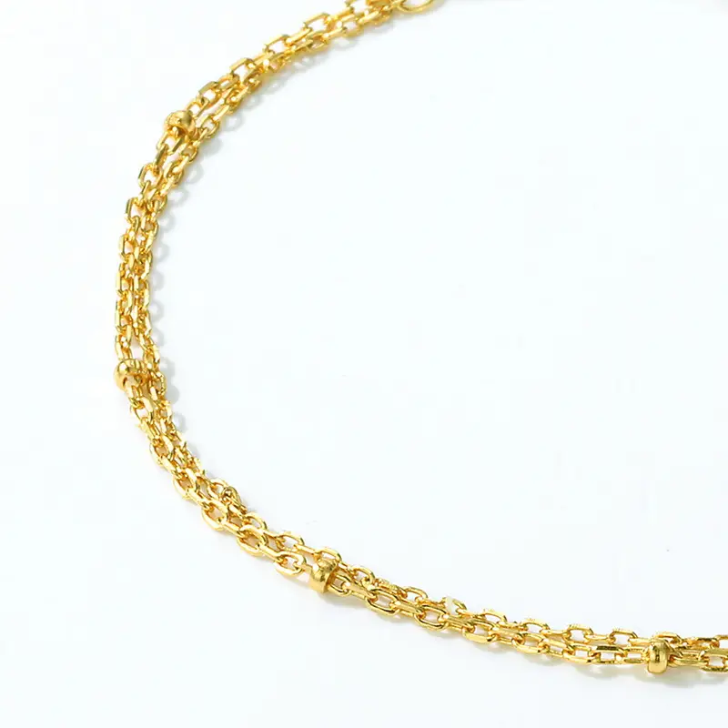 Simple Double-layer 925 Silver Plating 10K Yellow Bracelet For Women