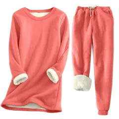 Autumn And Winter New Fleece-lined Thickened Plus Size Suit - Watermelon Red - View 1