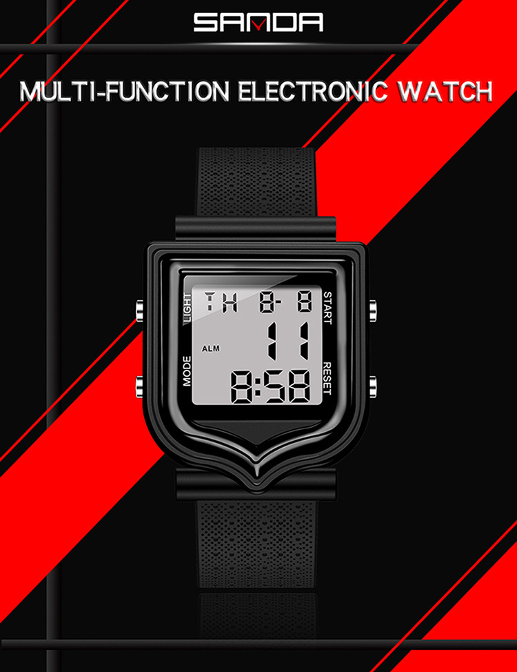 Sanda 388 Stylish Fashionable Square Outdoor Sports Digital Watch