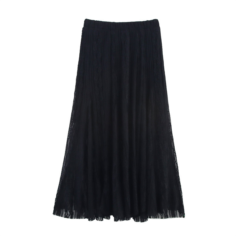 Refined Handmade Lace Jacquard Mesh Skirt Long Dress