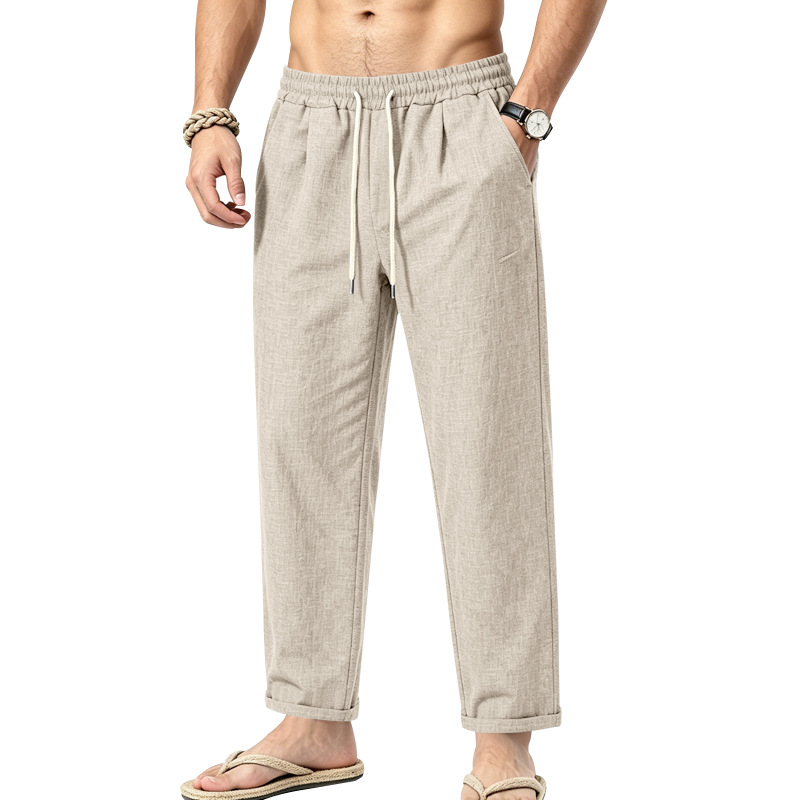 Mens Summer Casual Pants With Bamboo-Stripe Pattern