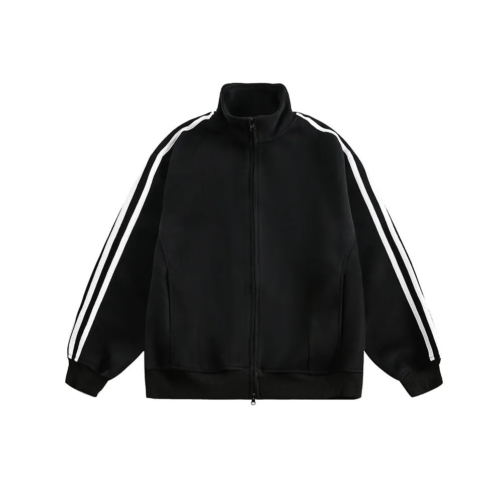 Women's American-style Retro Sports Three-bar Cardigan Sweater - Black