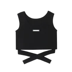 Women's Street Fashion Special-interest Design Short Strap Vest - Black - View 1