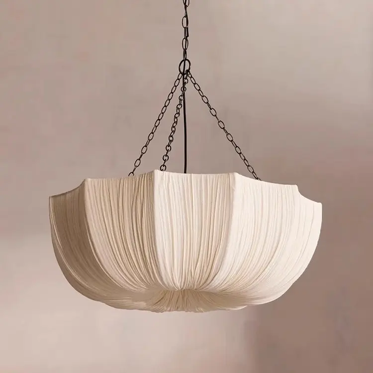 Fabric Chandelier Bedroom Vintage Lighting Fixture