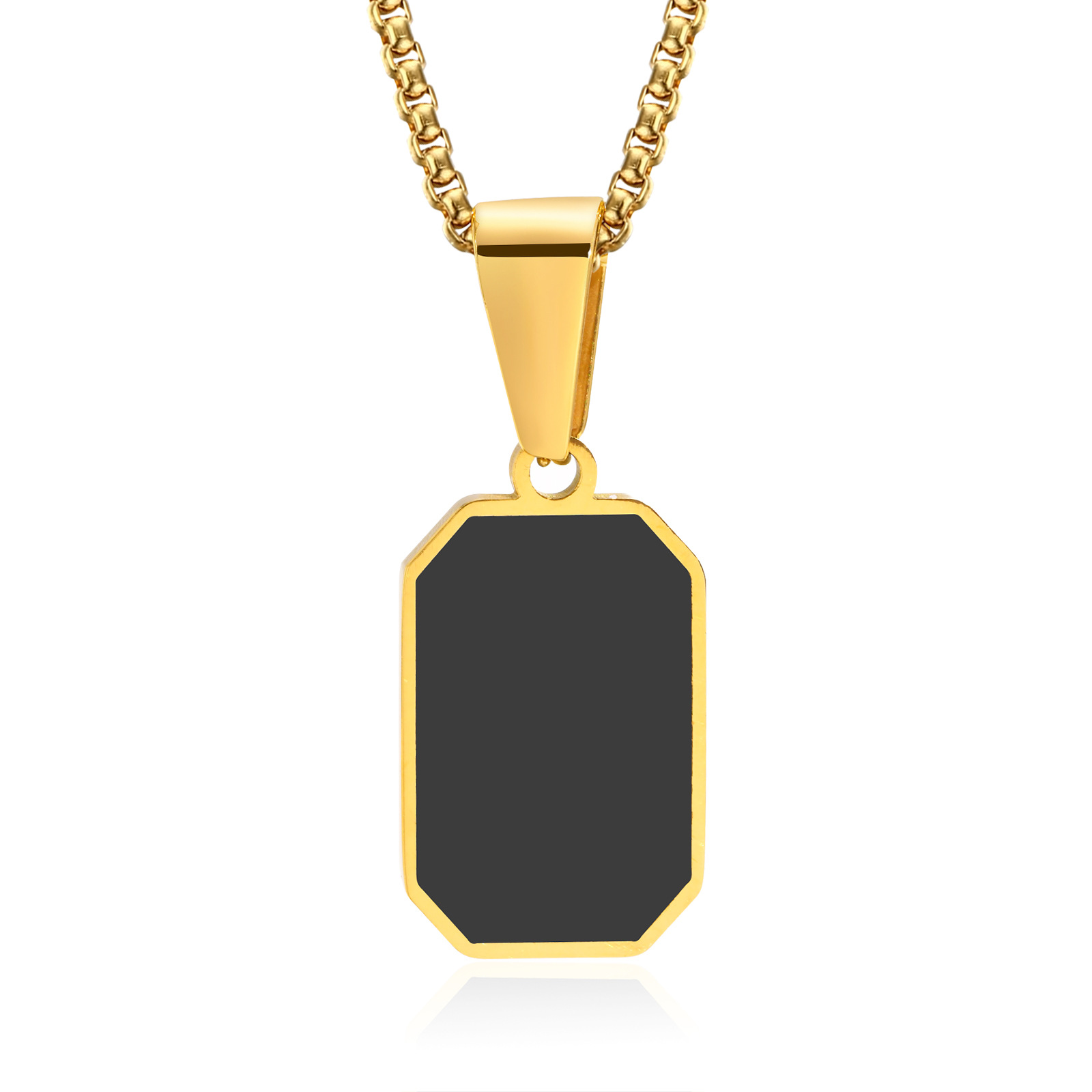 Titanium Steel Necklace Women's Stainless Steel Epoxy Geometric Pendant Necklace