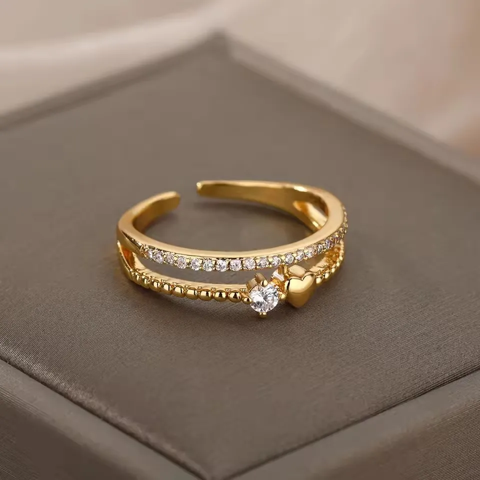 Heart Zircon Fashion Ring For Women - Gold