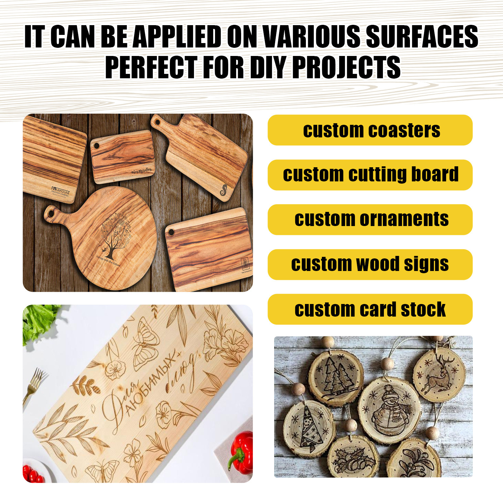 Title 3, Wood Burning Marking Pen DIY Wooden Coaster Woo...