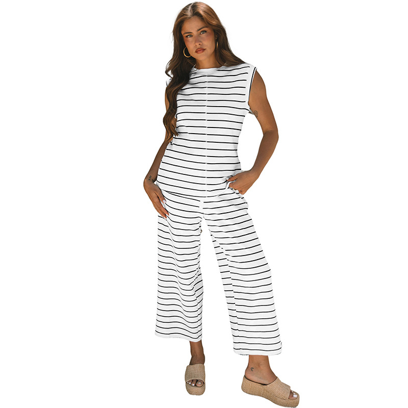 European And American Fashion & Trend Striped Printed Casual Suit