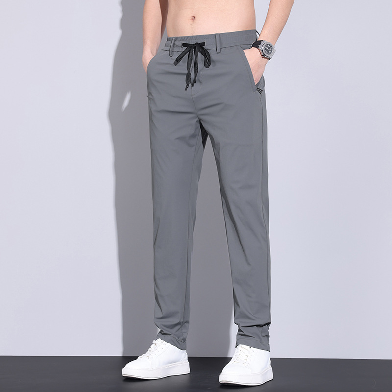 Summer Lightweight Ice-silk Pants Loose Straight Fit