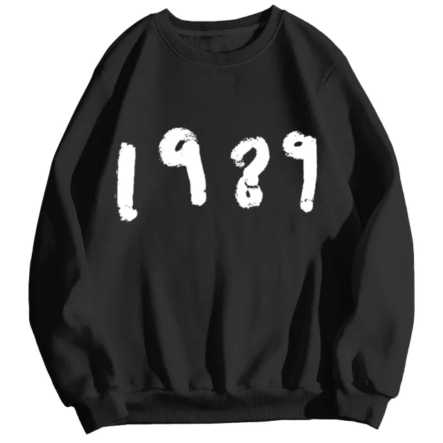 Fashion 1989 Casual Long Sleeve Loose Round Neck Sweater Black - Shop at LoveMi