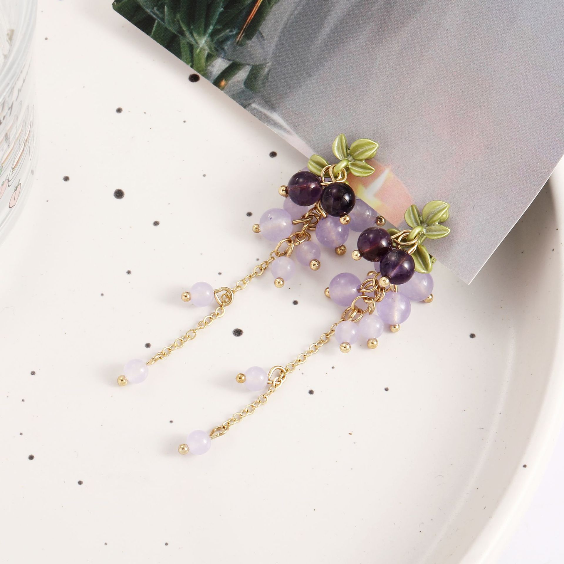 Purple Grape Fairy Tassel Mori Earrings