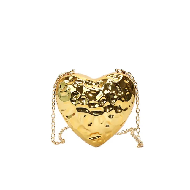 Shiny Heart shaped Meteorite Acrylic Shoulder Messenger Bag Gold - Shop at LoveMi