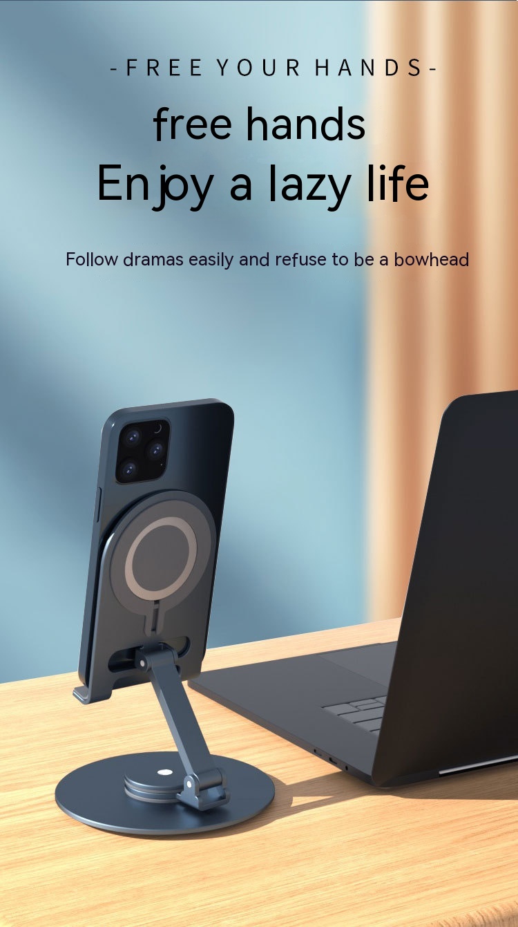 Desktop Adjustable Portable Wireless Charging Rotary Magnetic Adhesive Mobile Phone Tablet Computer Stand - Image 22