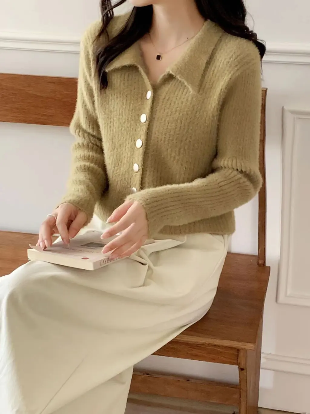 Loose Temperament Soft Glutinous Knitted Cardigan For Women - Green