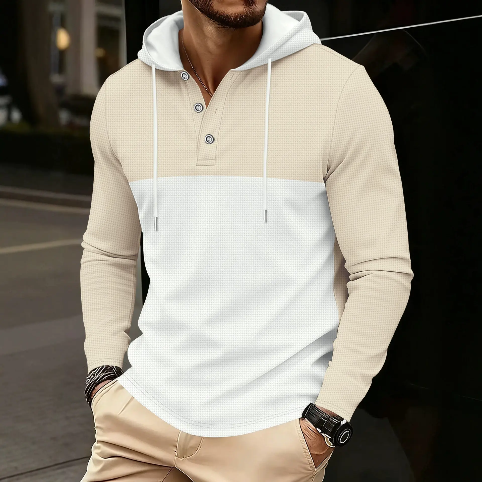Fashionable Printed Hooded Sweatshirt Top