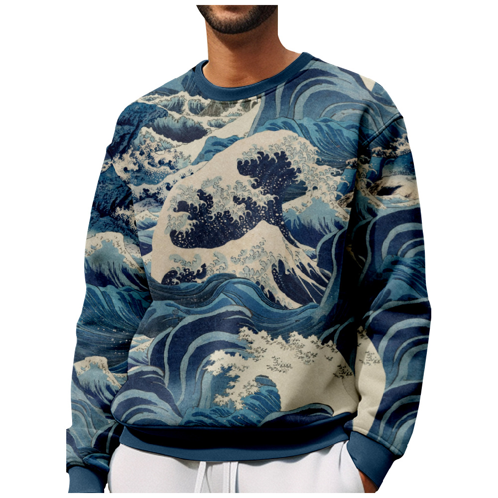 Printed Loose Short Pocket Shirt Men's Top