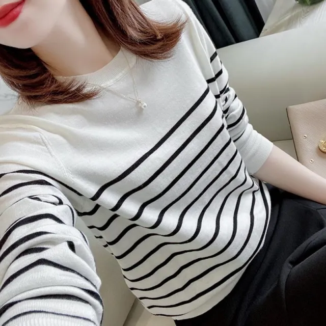 Women's Long sleeved Pullover Autumn Winter Sweater Top White - Shop at LoveMi