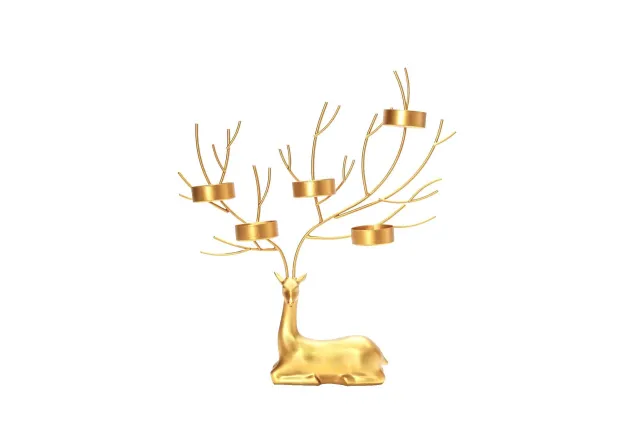 Christmas Elk Tree Wrought Iron Candlestick Home Romantic Candlelight Ornaments Gold - Shop at LoveMi